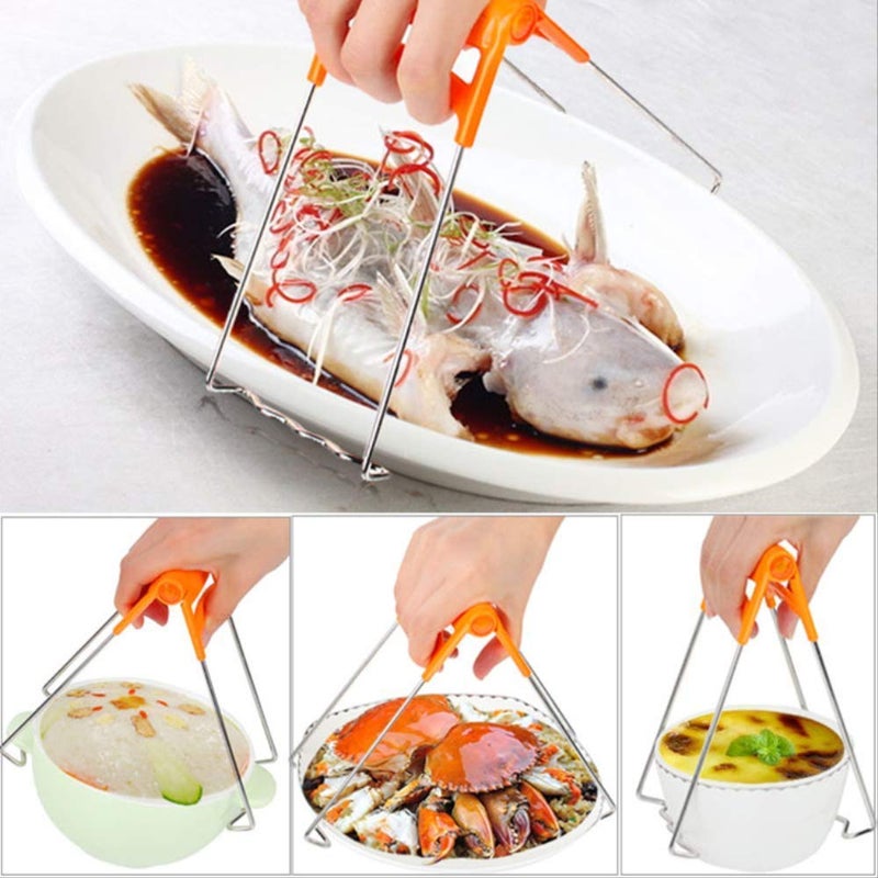 SEFONE Hot Plate Gripper, Kitchen Hot Dish Bowl Plate Clip Anti Scalding Dish Plate Tongs for Microwave Toaster Oven Steamer Air Fryer Pans - Image 2